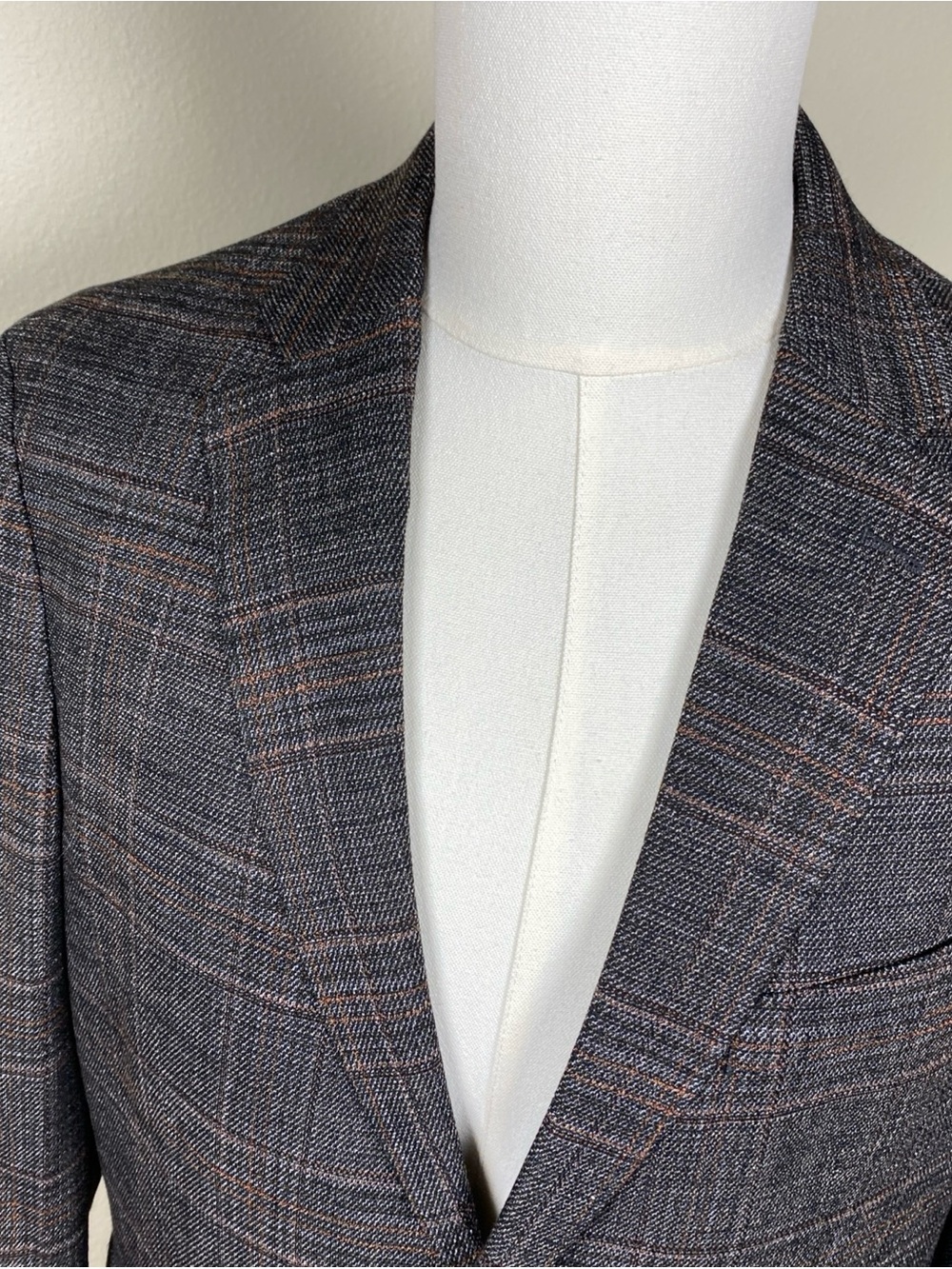 Joseph Abboud Heritage Men’s 42R Blazer Gray Brown Plaid Stretch 2 Button - Picture 2 of 12
